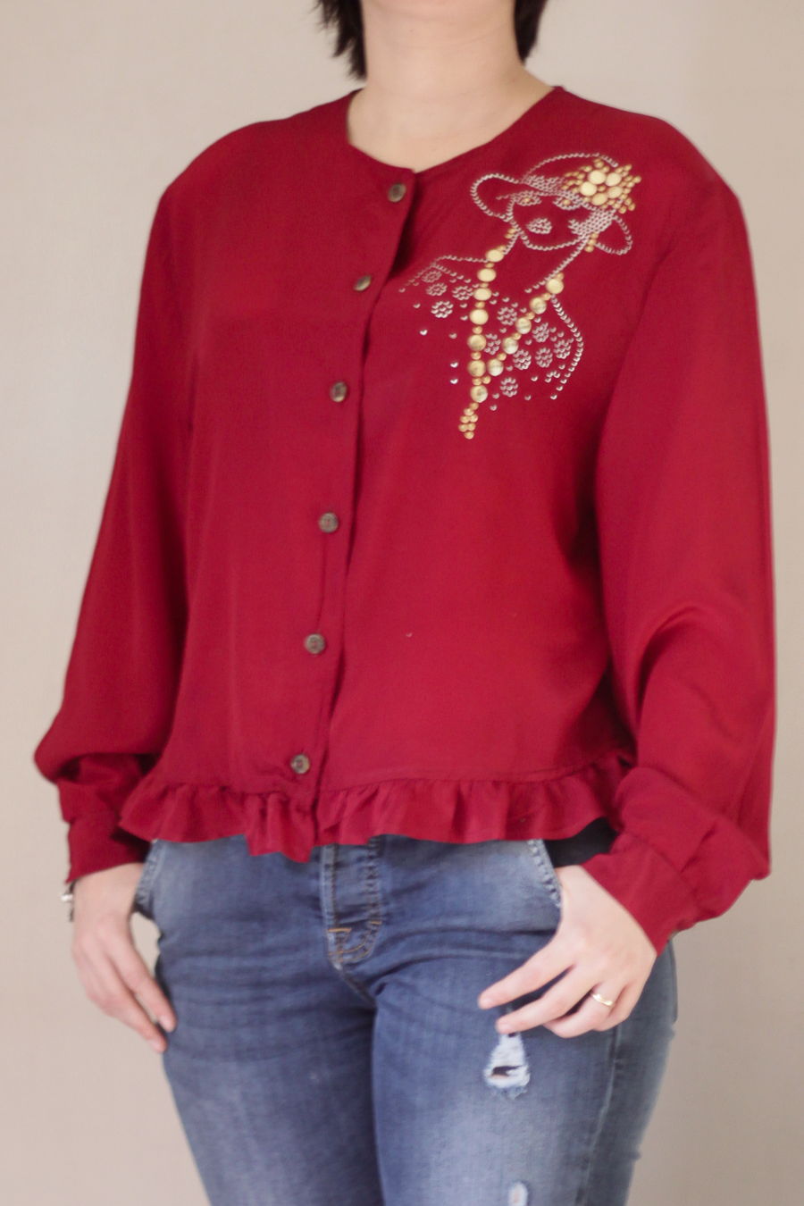 Camicia in seta bordeaux